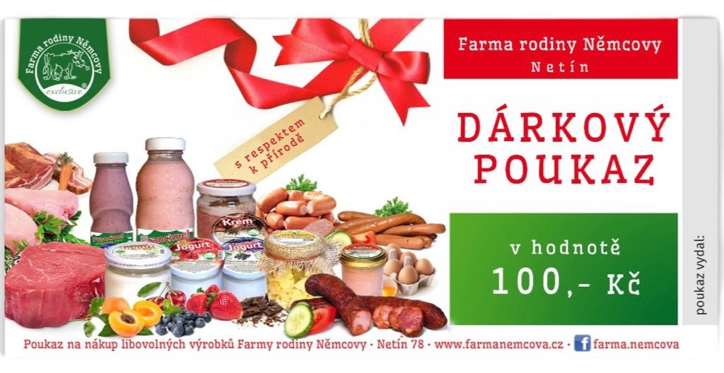 Dárkový poukaz v hodnotě 100 Kč (nevztahuje se sleva 10% nad 1850,- nákup)