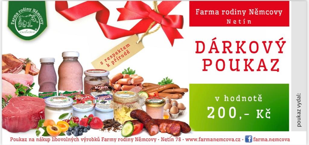 Dárkový poukaz v hodnotě 200 Kč (nevztahuje se sleva 10% nad 1850,- nákup)